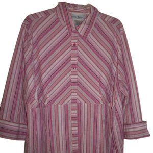 Delta Burke Pink Striped Shirt Size 16